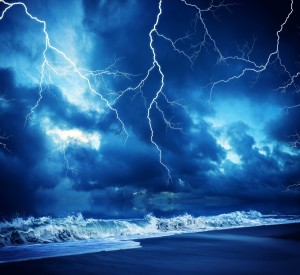 Metal Master Shop lightning over ocean