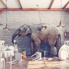 Elephant in restaurant